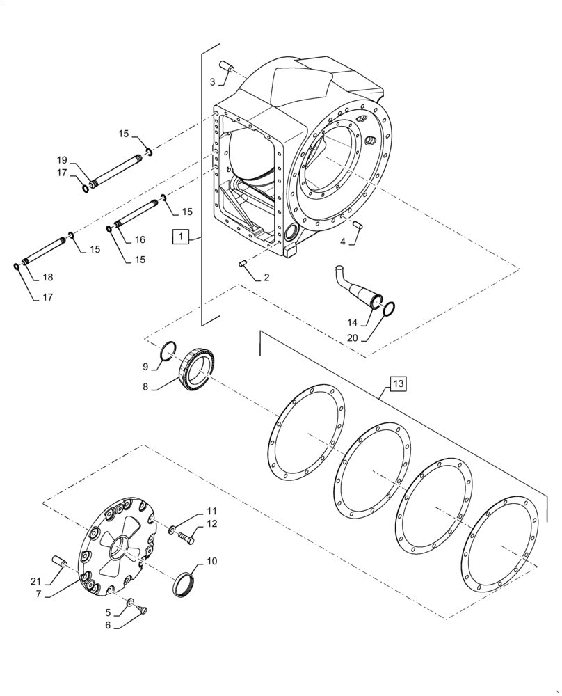 Схема запчастей Case IH STEIGER 450 - (25.102.06) - AXLE - ASSY - 425 SERIES - CENTER AND LEFT-HAND CARRIER (25) - FRONT AXLE SYSTEM