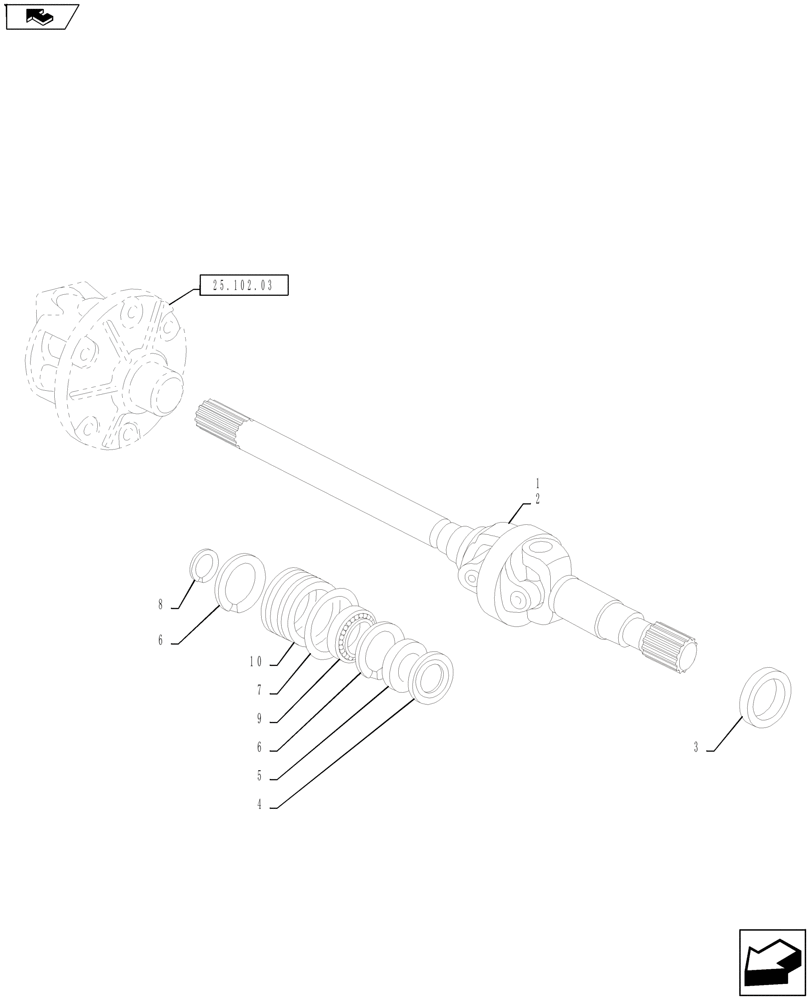 Схема запчастей Case IH FARMALL 75A - (25.108.01) - FRONT AXLE - AXLE SHAFT - 4WD (25) - FRONT AXLE SYSTEM