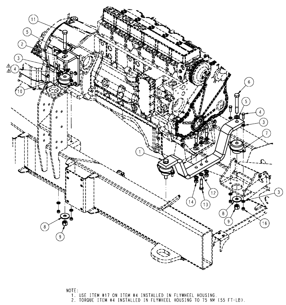 Схема запчастей Case IH FLX3510 - (02-003) - ENGINE MOUNTS GROUP (01) - ENGINE