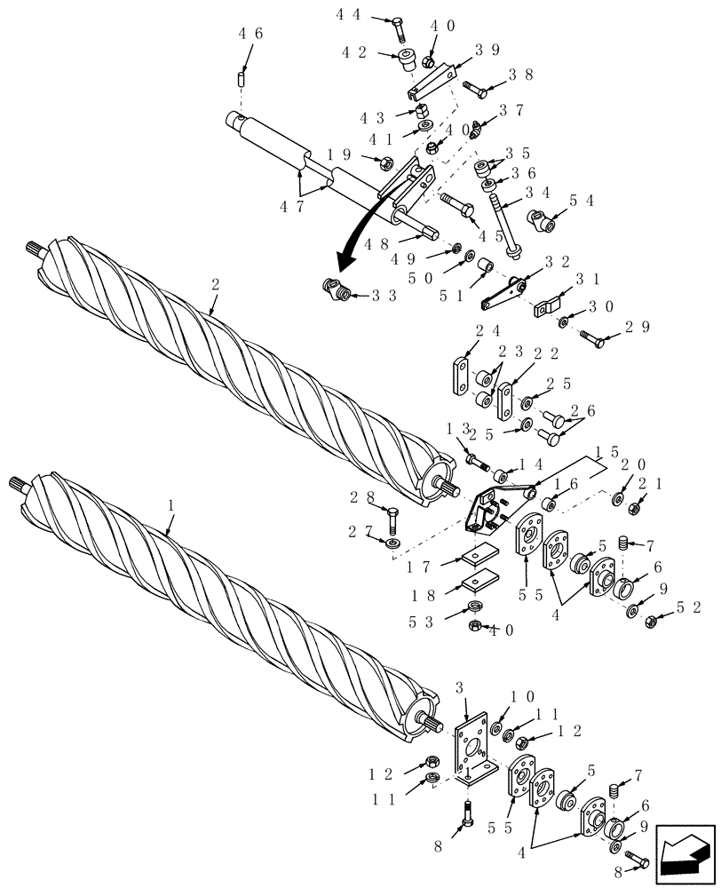 Схема запчастей Case IH HDX141 - (009) - CONDITIONER ROLLS, LEFT SIDE (58) - ATTACHMENTS/HEADERS