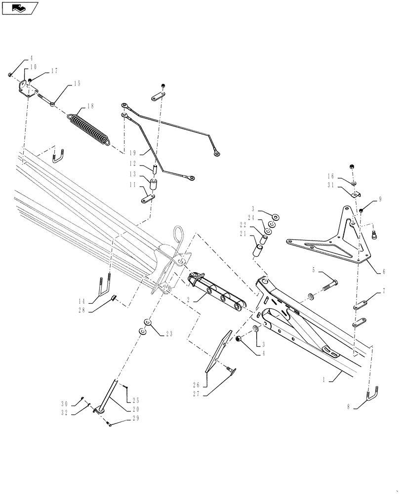 Схема запчастей Case IH 4420 - (08-023) - BOOM BREAKAWAY ASSEMBLY, 100 "BEFORE SERIAL # 21501" (09) - BOOMS