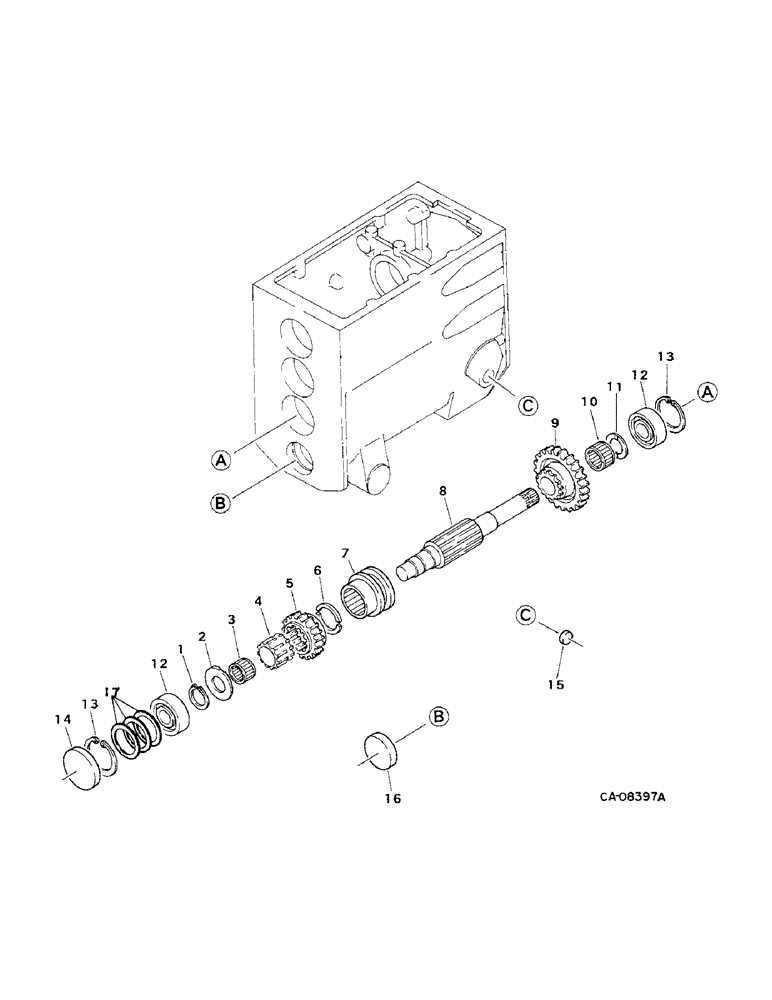 Схема запчастей Case IH 254 - (07-45) - DRIVE TRAIN, SELECTOR AND COUNTER GEAR, LOWER, 244 AND 254 (04) - Drive Train