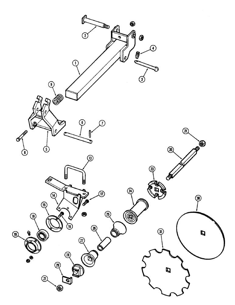 Схема запчастей Case IH F21H - (124) - 8 BLADE WING GANG, FRONT RIGHT, 7 INCH SPACING, F21H, F21H-7-256 