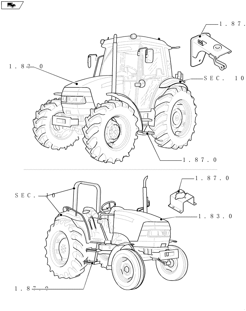Схема запчастей Case IH FARMALL 90 - (SEC. 08) - SHEET METAL (00) - GENERAL