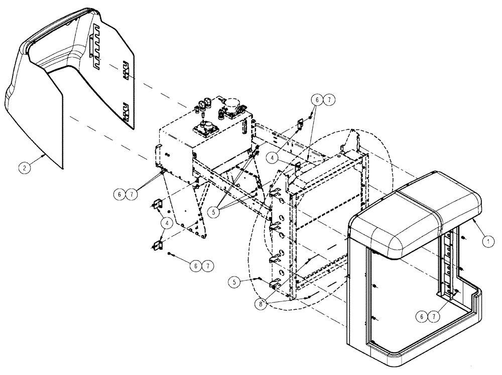 Схема запчастей Case IH SPX4410 - (04-021) - HOOD MOUNT GROUP, ENGINE, FRONT & REAR Suspension & Frame