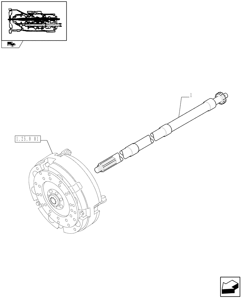 Схема запчастей Case IH FARMALL 70 - (1.25.0[02]) - P.T.O. TRANSMISSION COUPLING (03) - TRANSMISSION