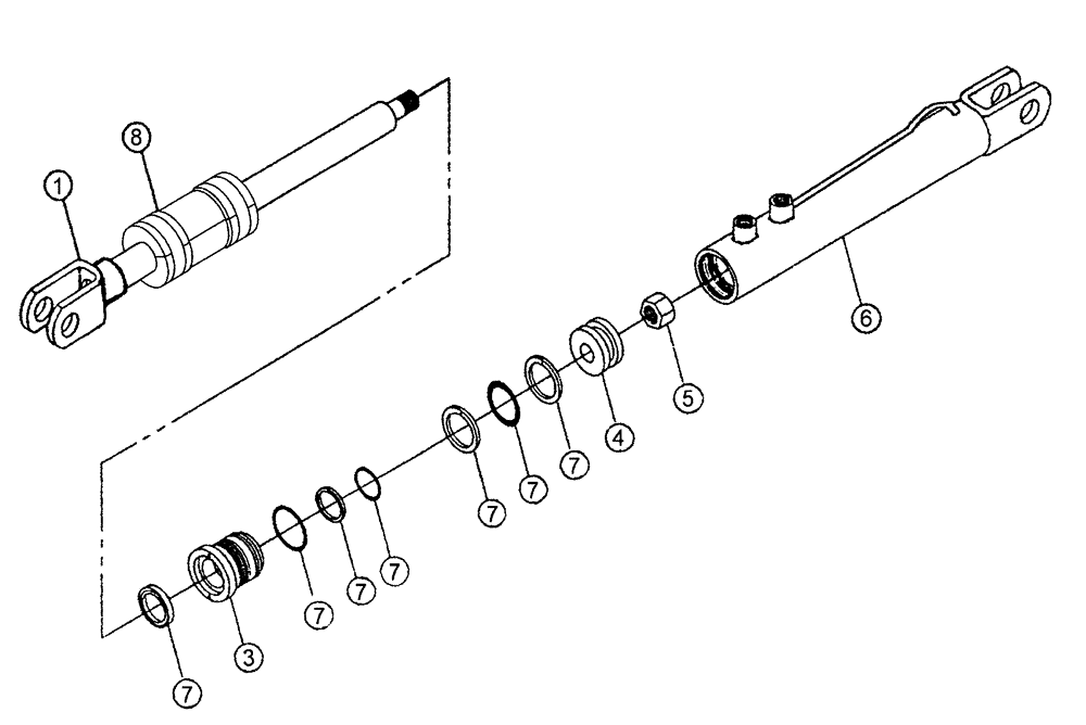 Схема запчастей Case IH PATRIOT WT - (07-001) - HYDRAULIC CYLINDER - AXLE ADJUST [(2-1/2" X 16") 1-1/4" DIA ROD] Cylinders