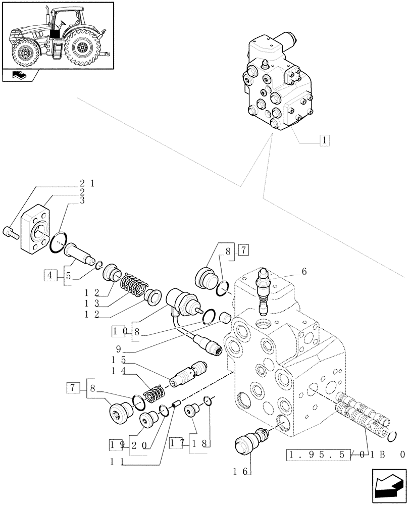 Схема запчастей Case IH PUMA 140 - (1.95.5/01B[02]) - VALVE - BREAKDOWN (10) - OPERATORS PLATFORM/CAB