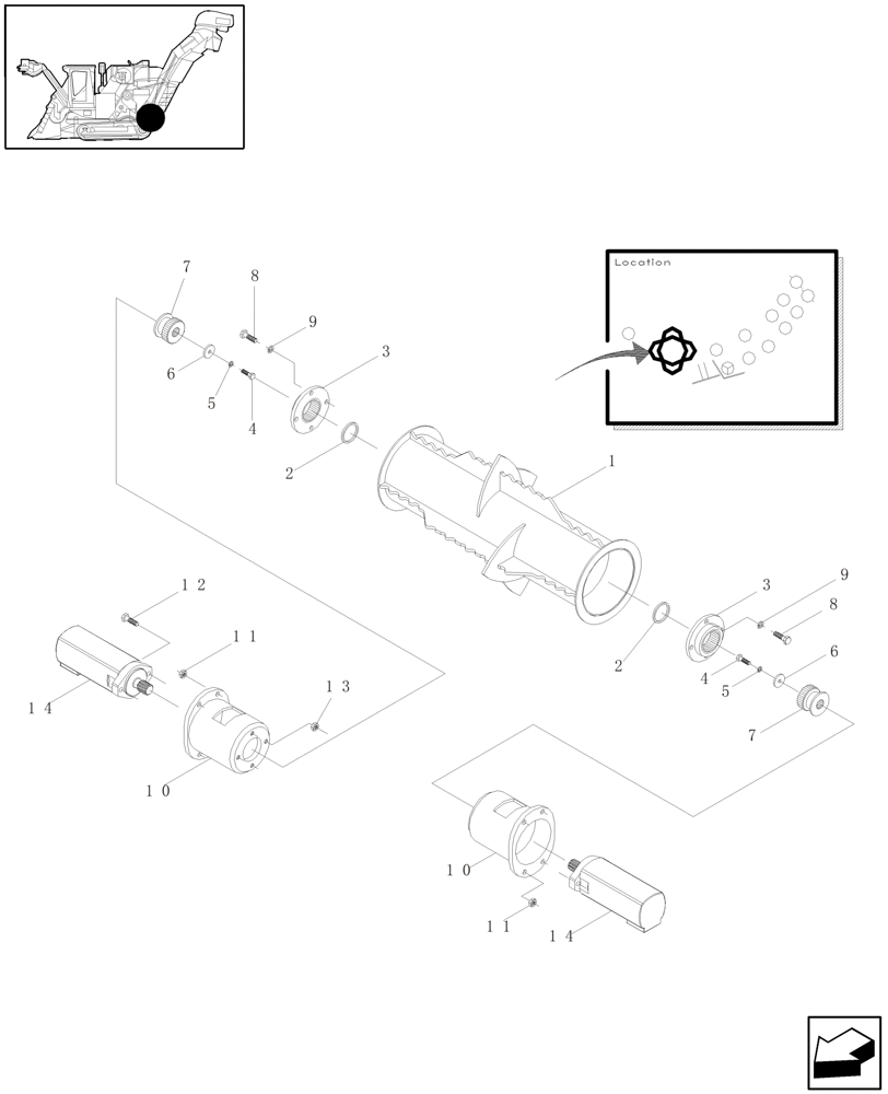 Схема запчастей Case IH A4000 - (A05.02[01]) - FINNED ROLLER Mainframe & Functioning Components
