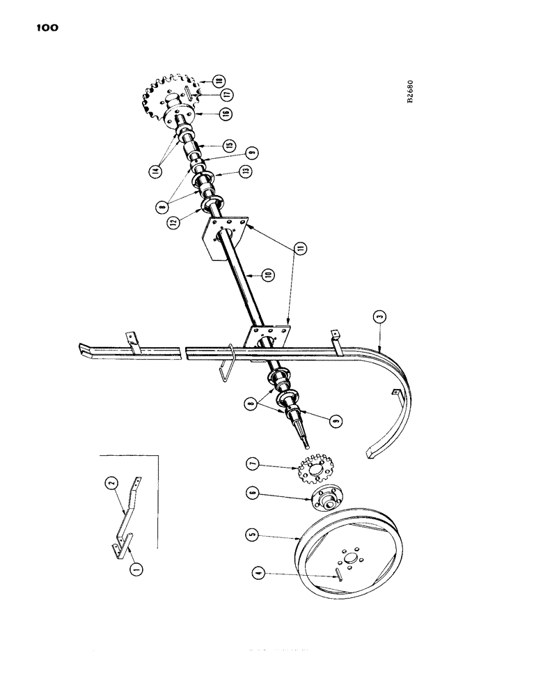 Схема запчастей Case IH 1660 - (100) - MAIN COMBINE DRIVE SHAFT, CHAIN DRIVE CYLINDER (14) - MAIN GEARBOX & DRIVE