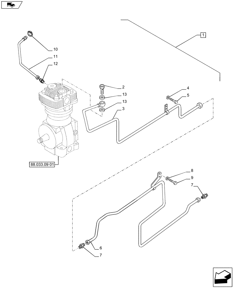 Схема запчастей Case IH PUMA 200 - (88.033.09[03]) - DIA KIT - PNEUMATIC TRAILER BRAKE (UNIVERSAL) - PIPES (88) - ACCESSORIES