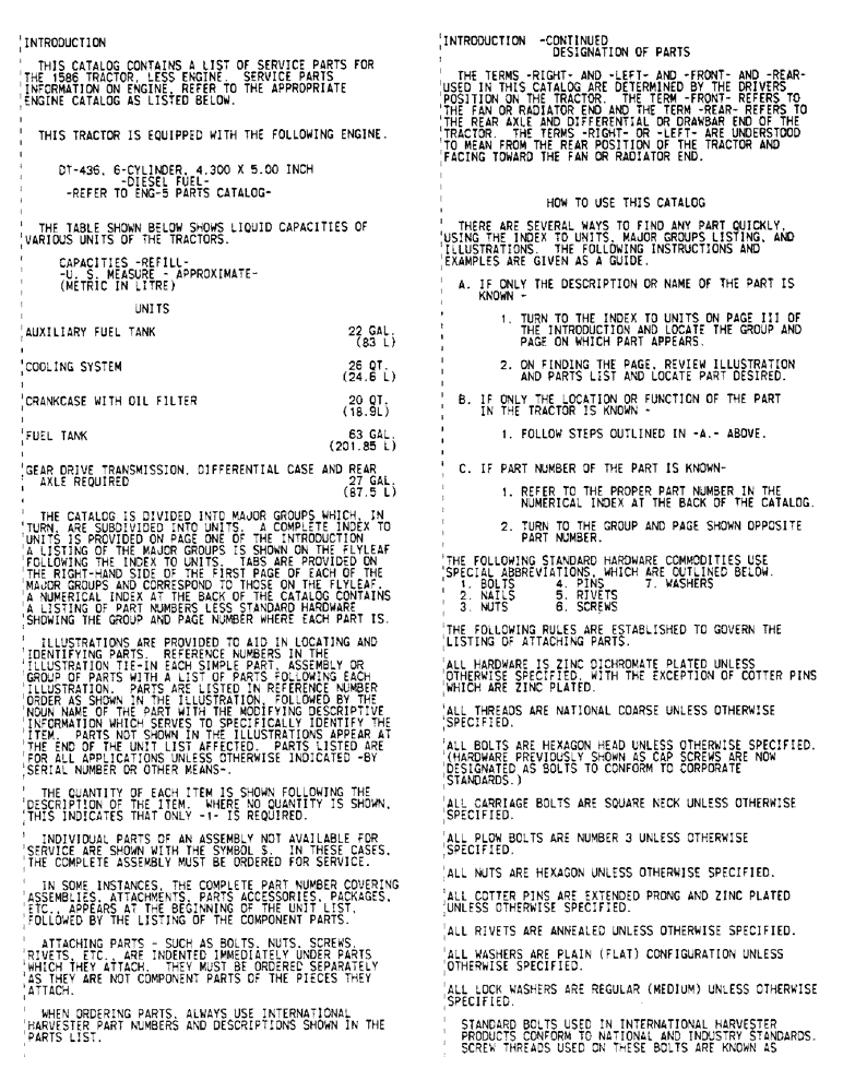 Схема запчастей Case IH 1586 - (01-01) - INTRODUCTION - FLUID CAPACITIES (00) - GENERAL