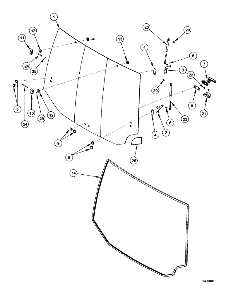 Схема запчастей Case IH MX240 - (9-044) - CAB, REAR WINDOW (09) - CHASSIS/ATTACHMENTS