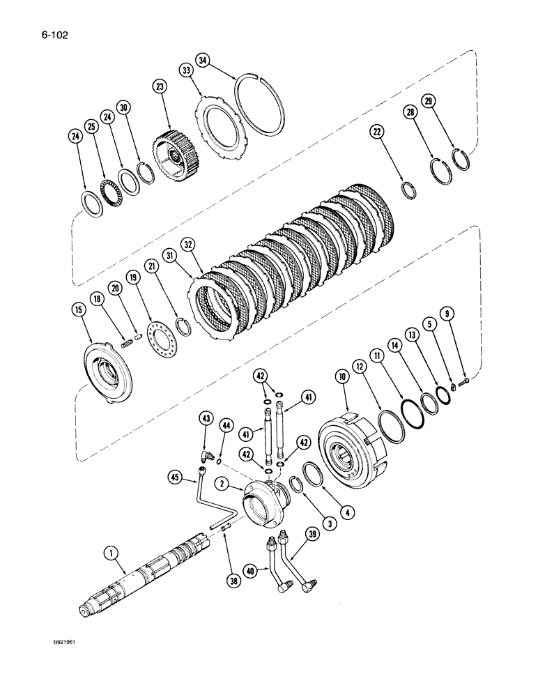 Схема запчастей Case IH 7150 - (6-102) - TRANSMISSION, INPUT SHAFT MASTER CLUTCH, PRIOR TO TRANSMISSION S/N AJB0051028 (06) - POWER TRAIN