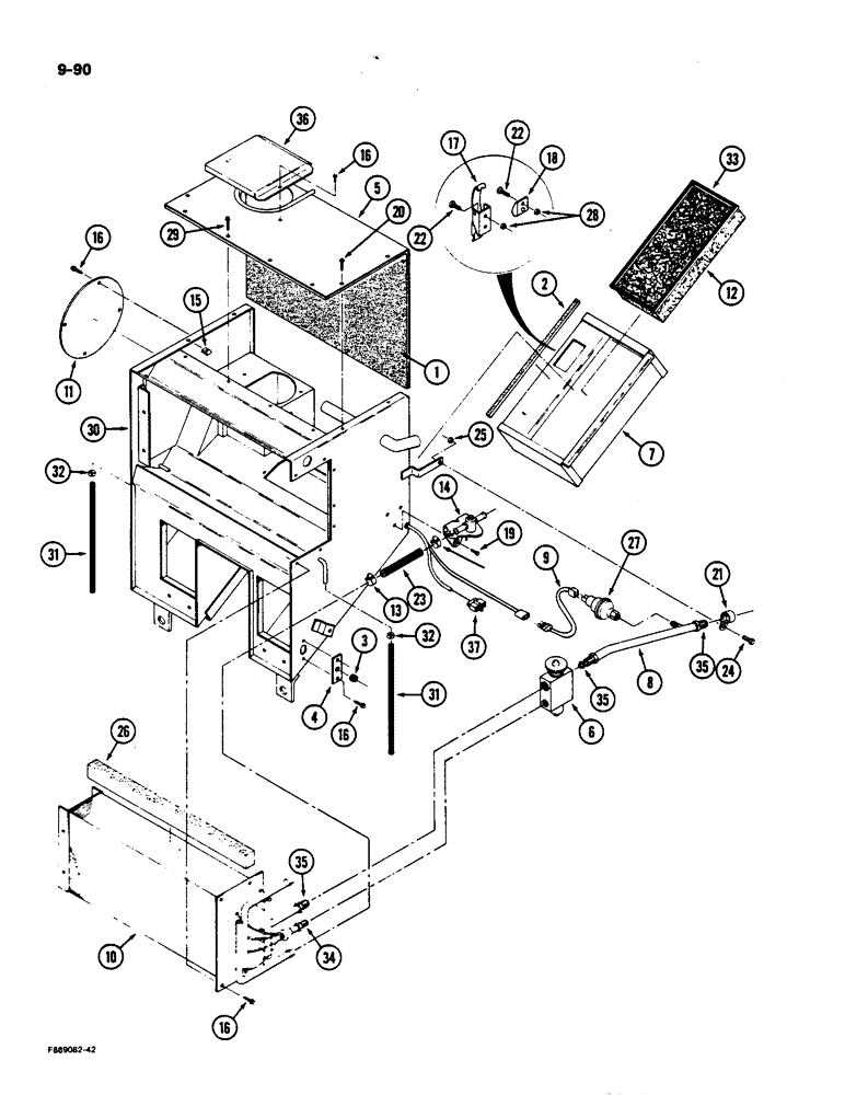 Схема запчастей Case IH 9170 - (9-090) - AIR CONDITIONING AND HEATER MODULE, EXTERNAL COMPONENTS, CAB (09) - CHASSIS/ATTACHMENTS