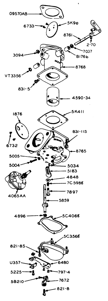 Схема запчастей Case IH LA-SERIES - (034) - PARTS FOR 4000AA ENSIGN CARBURETOR FOR LP-GAS 1-1/2" MODEL KGL - THEIR NO. 8817 (03) - FUEL SYSTEM