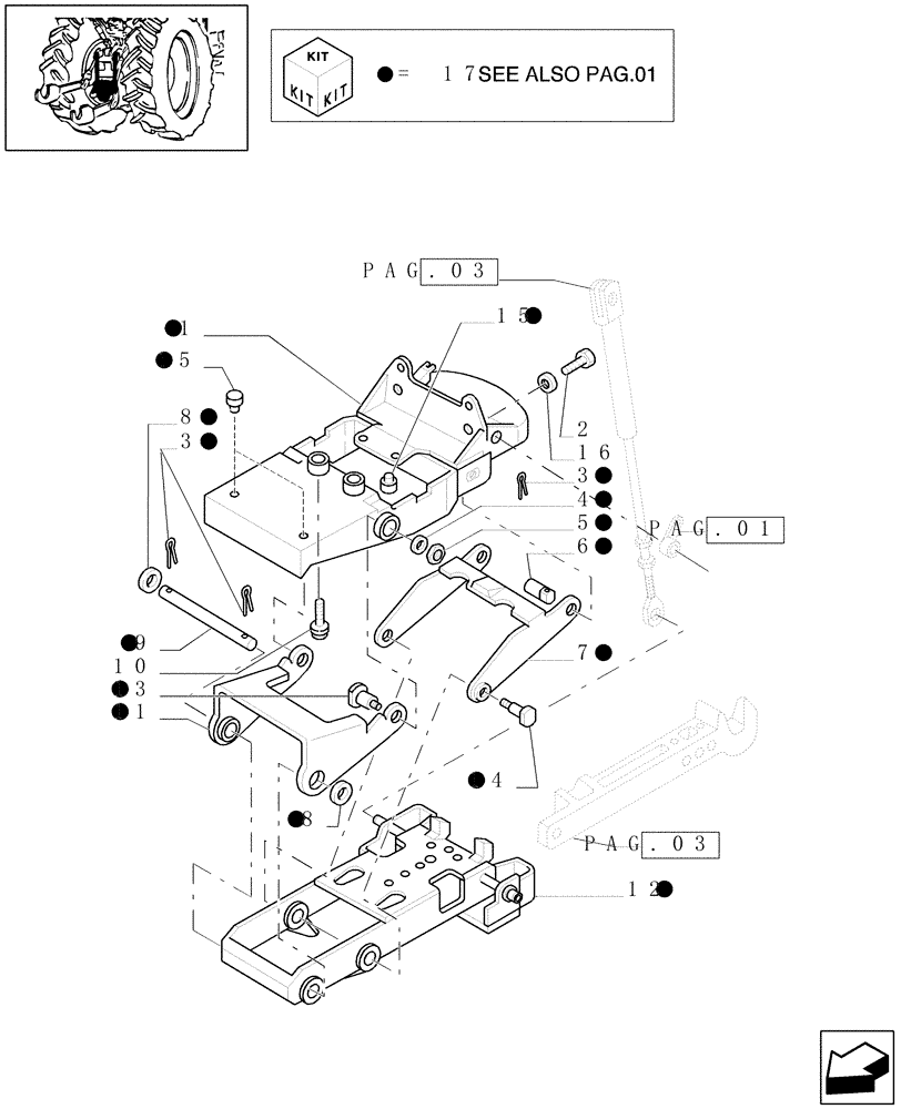 Схема запчастей Case IH PUMA 210 - (1.89.3/01[02]) - (VAR.898) AUTOMATIC PICK - UP HITCH, SWINGBACK (09) - IMPLEMENT LIFT