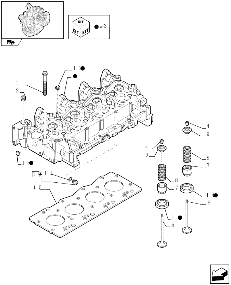Схема запчастей Case IH F4GE9484K J601 - (0.06.0) - CYLINDER HEAD (504226957) 
