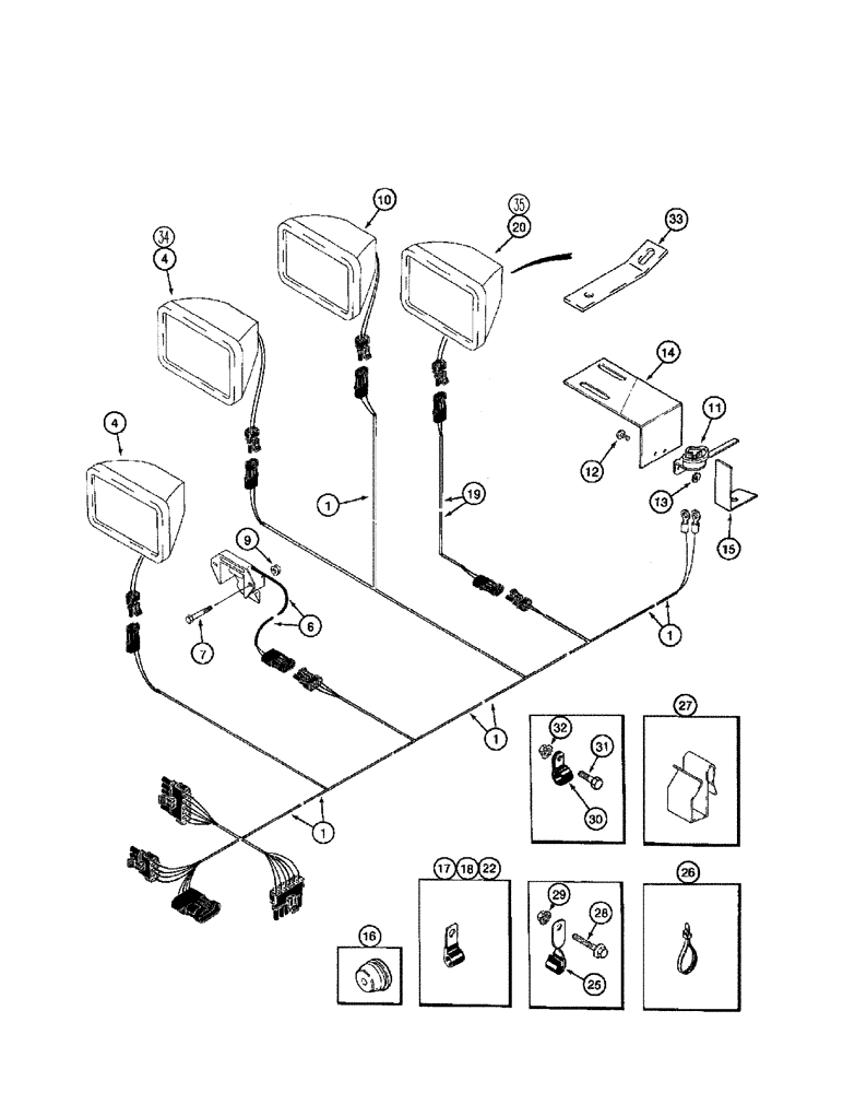 Схема запчастей Case IH 2344 - (04-19) - HARNESS - GRAIN TANK AND UNLOADER LAMP (06) - ELECTRICAL