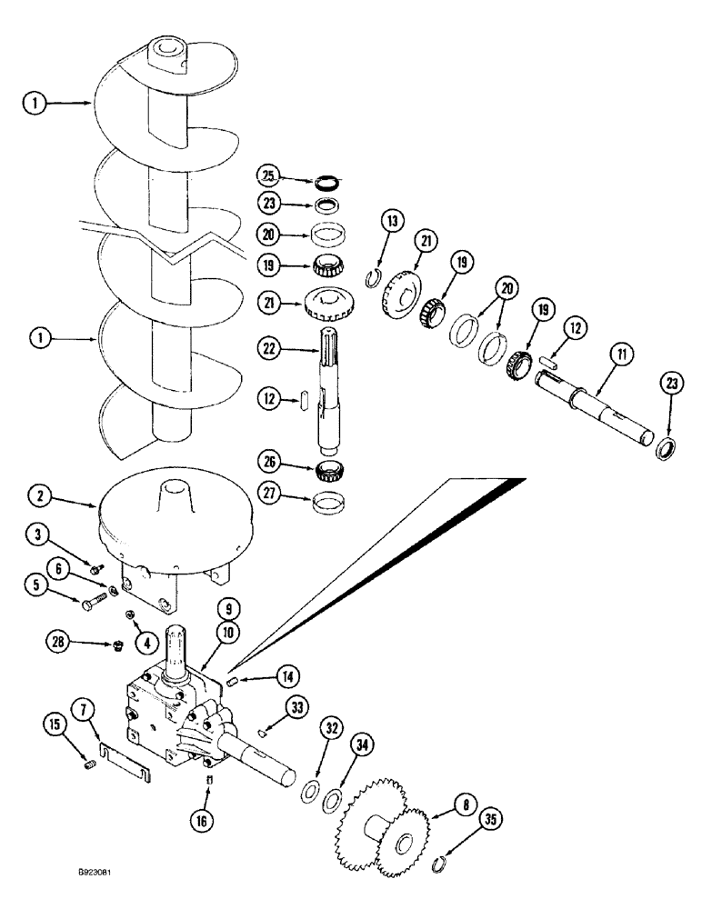 Схема запчастей Case IH 1688 - (9E-20) - LOWER GRAIN TANK, UNLOADER AUGER (17) - GRAIN TANK & UNLOADER