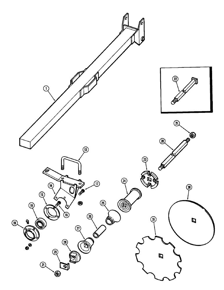 Схема запчастей Case IH F21 - (038) - REAR LEFT GANG, 7 INCH SPACING, F21, F21-7-242 & 256 