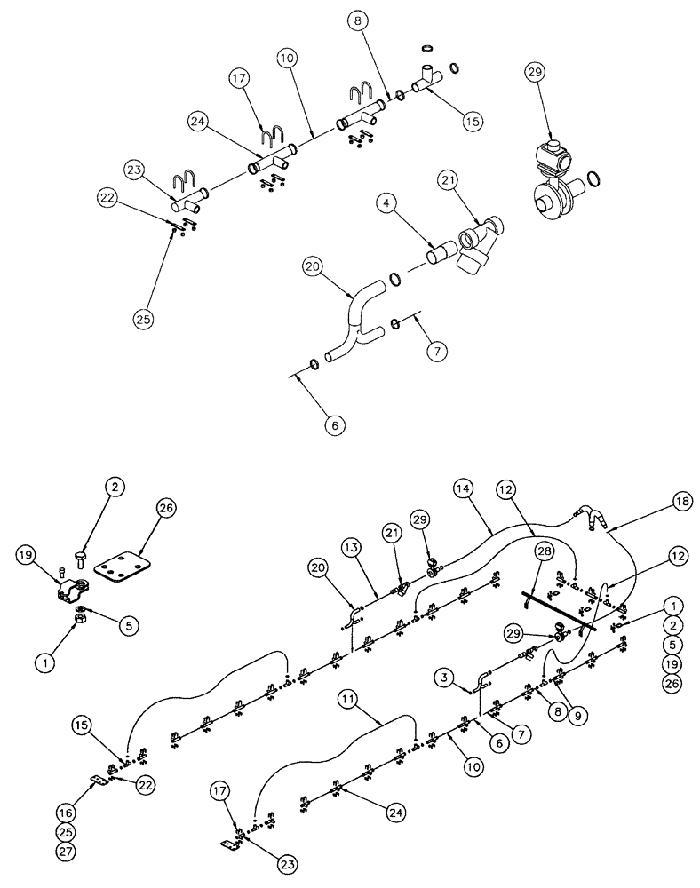 Схема запчастей Case IH FLX610 - (05-039) - NOZZLE CIRCUIT, 70 BOOM, 3 SECTION, 30" SPACING Liquid Plumbing