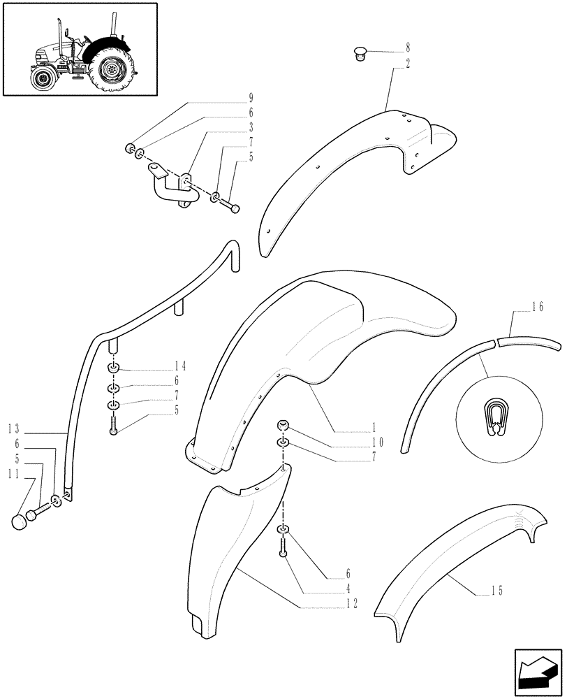 Схема запчастей Case IH JX60 - (1.92.87[04]) - MUDGUARDS AND FOOTBOARDS - L/CAB (10) - OPERATORS PLATFORM/CAB