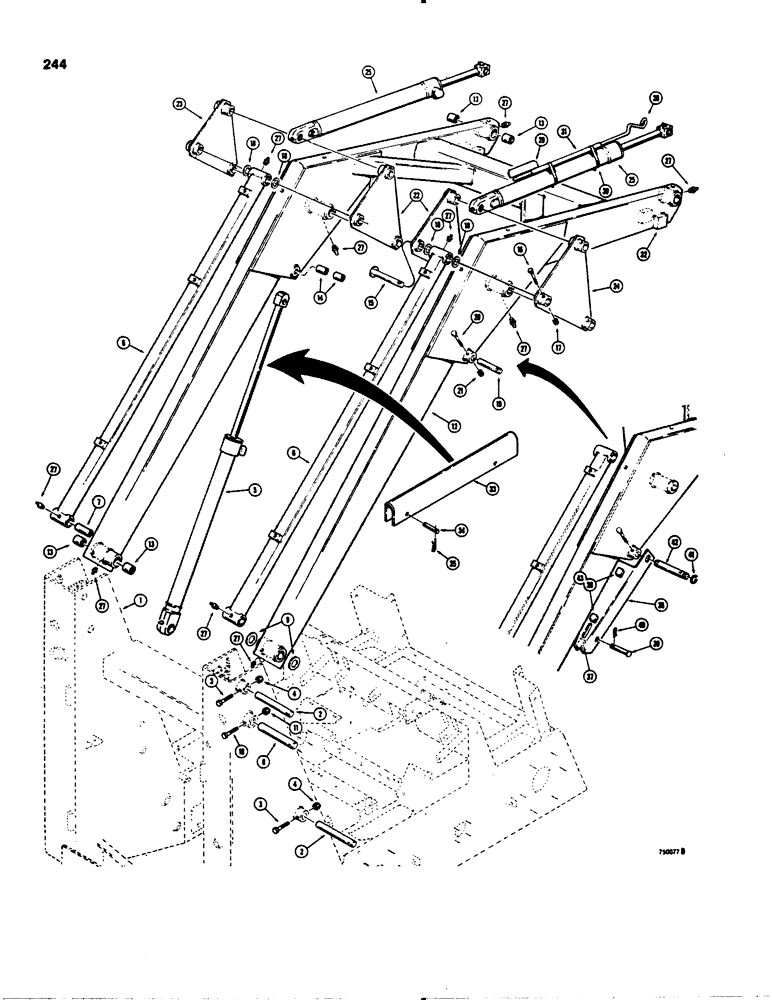 Схема запчастей Case IH 1845S - (244) - LOADER LIFT ARM, USED ON MODELS WITH SUPPORT STRUT (82) - FRONT LOADER & BUCKET