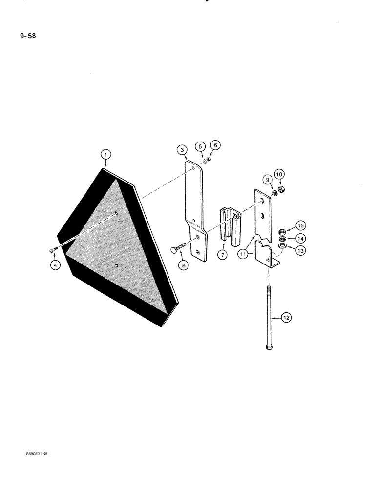 Схема запчастей Case IH 350 - (9-58) - SLOW MOVING VEHICLE EMBLEM (09) - CHASSIS/ATTACHMENTS