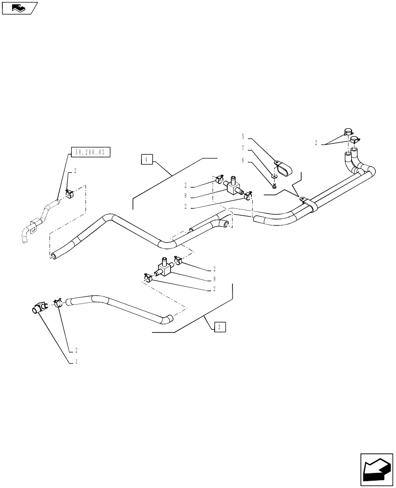 Схема запчастей Case IH PUMA 130 - (50.200.04) - AIR CONDITIONING - LINES (50) - CAB CLIMATE CONTROL