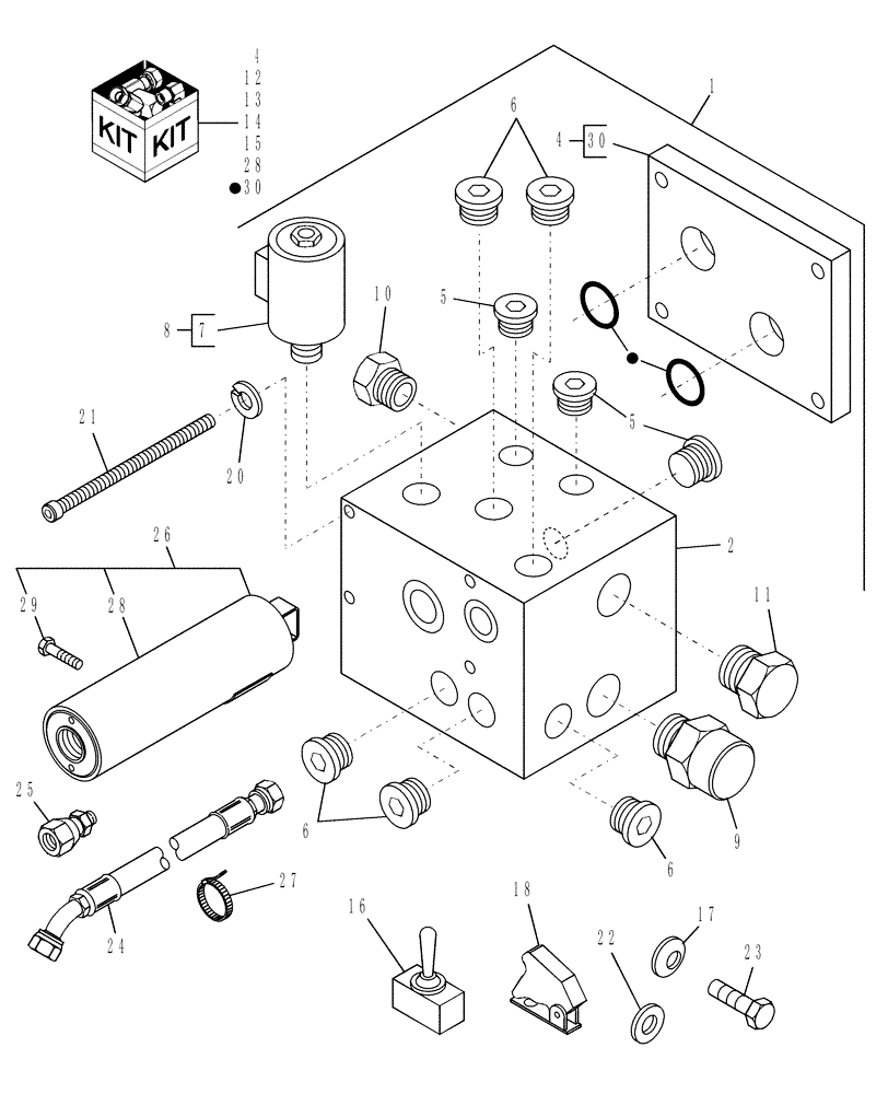 Схема запчастей Case IH WDX901 - (040B) - HEADER REVERSER KIT (35) - HYDRAULIC SYSTEMS