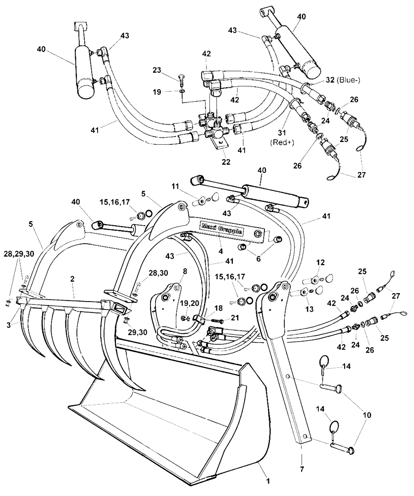 Схема запчастей Case IH L750 - (82.300.AQ[21]) - VAR - 717500006 - MAXI - GRAPPLE 210 - MK2 COMPLETE (82) - FRONT LOADER & BUCKET