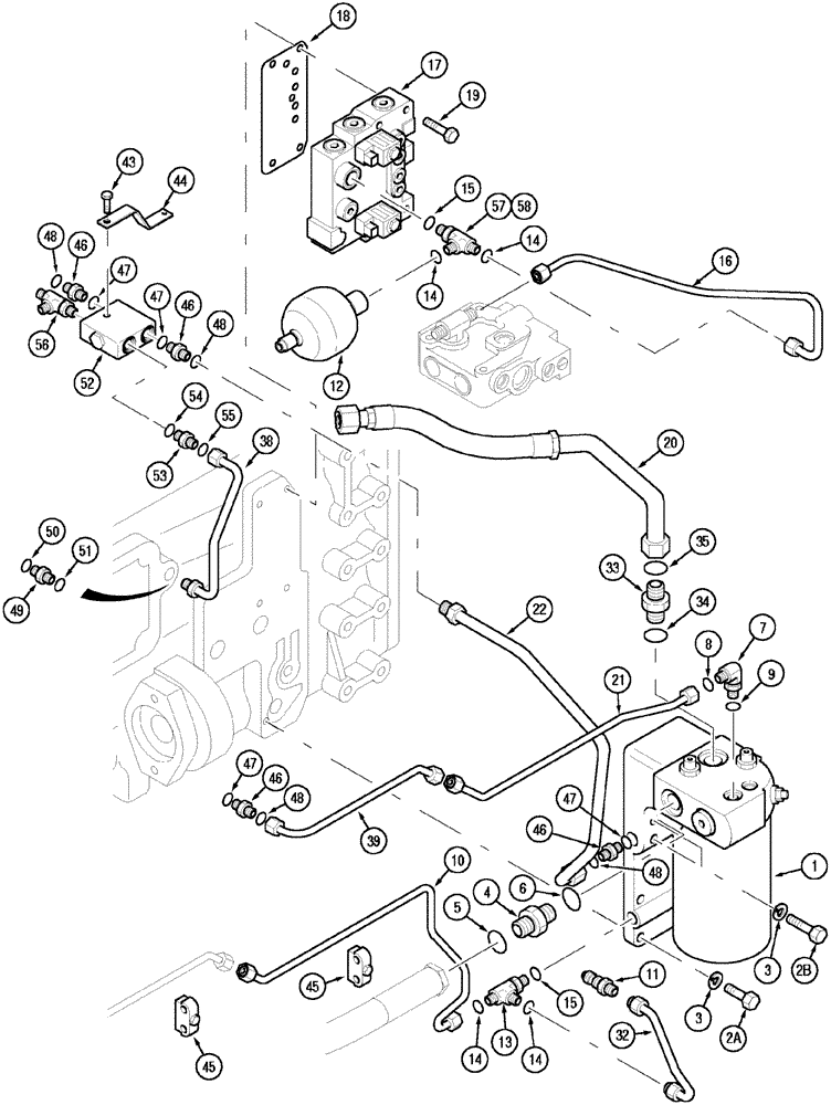 Схема запчастей Case IH MX150 - (08-07) - HYDRAULIC PUMP, OIL LINES AND FILTER (35) - HYDRAULIC SYSTEMS