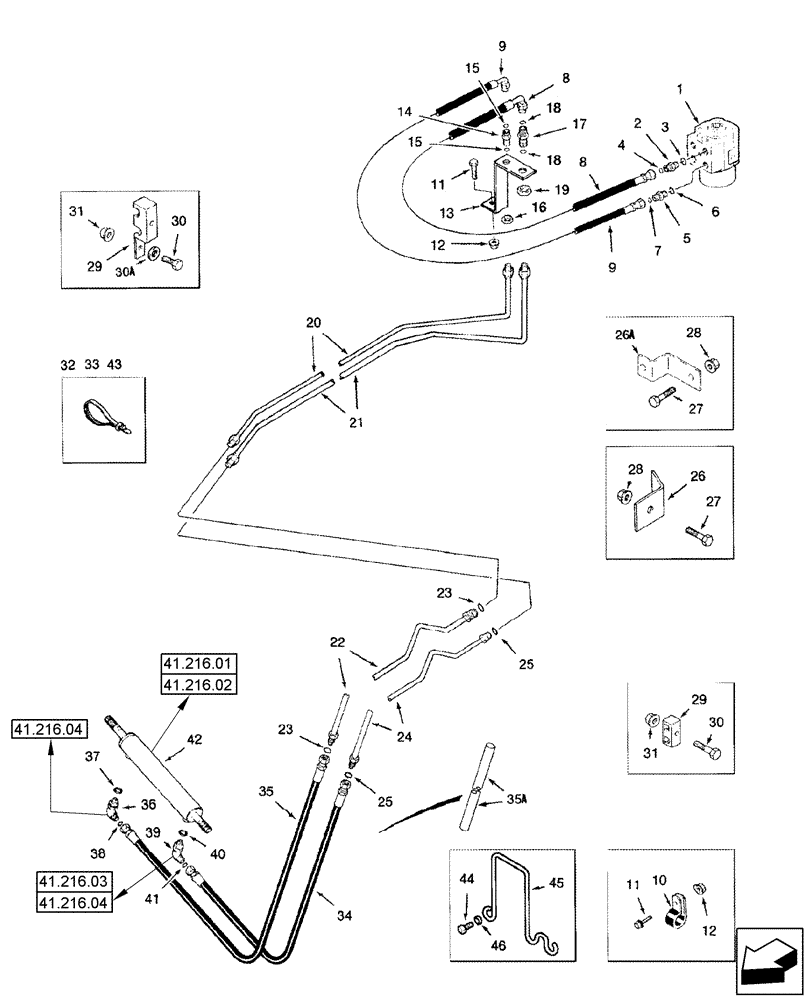 Схема запчастей Case IH 2588 - (41.204.02) - HYDRAULICS - STEERING PUMP TO CYLINDER (41) - STEERING