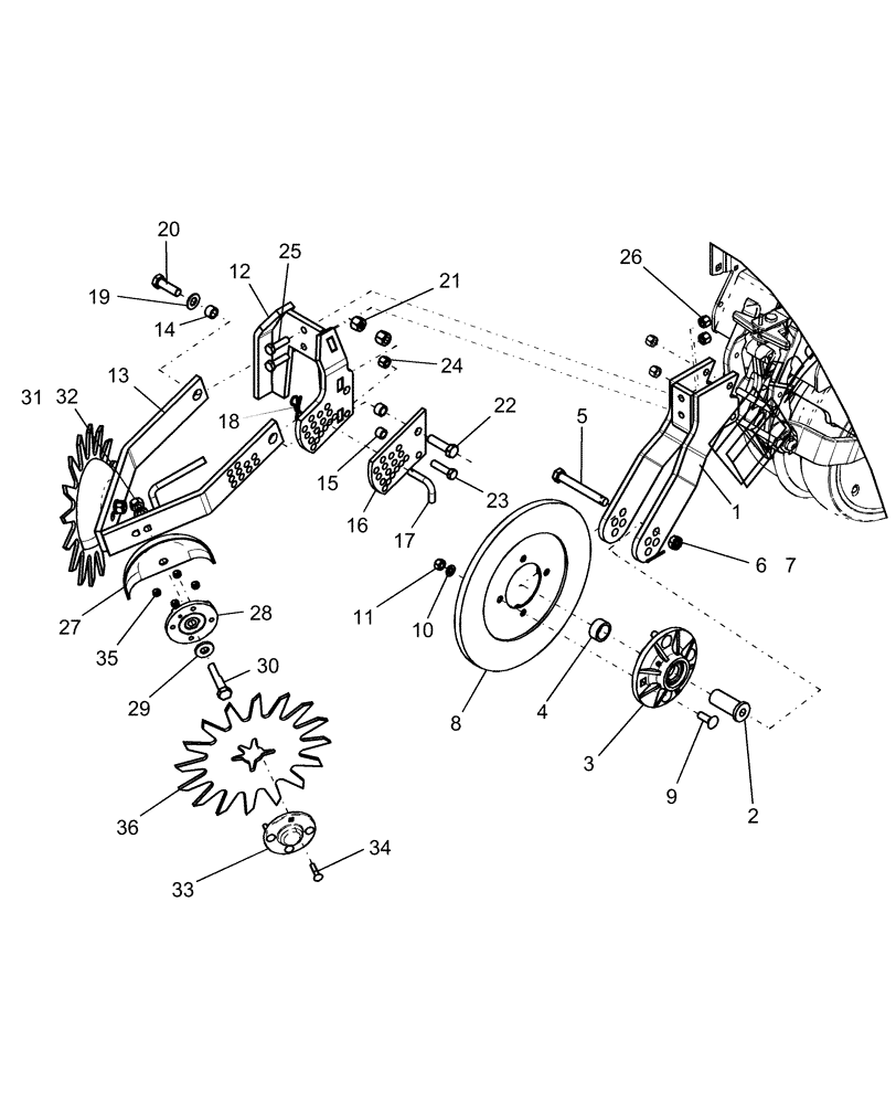 Схема запчастей Case IH 1260 - (75.200.32) - ROW UNIT - RESIDUE MANAGER, TAPER TOOTH WITH COULTER (75) - SOIL PREPARATION