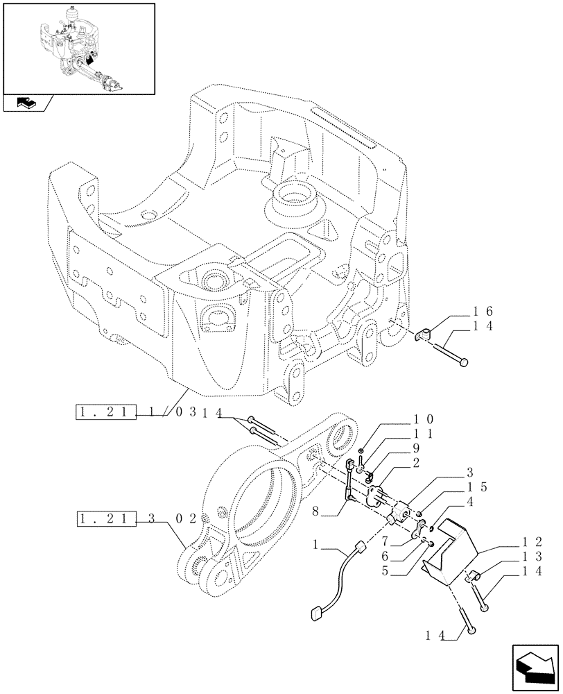 Схема запчастей Case IH PUMA 165 - (1.75.0/01[01]) - (VAR.212-463) FRONT AXLE WITH ACTIVE SUSPENSION - ROTARY POSITION SENSOR (06) - ELECTRICAL SYSTEMS