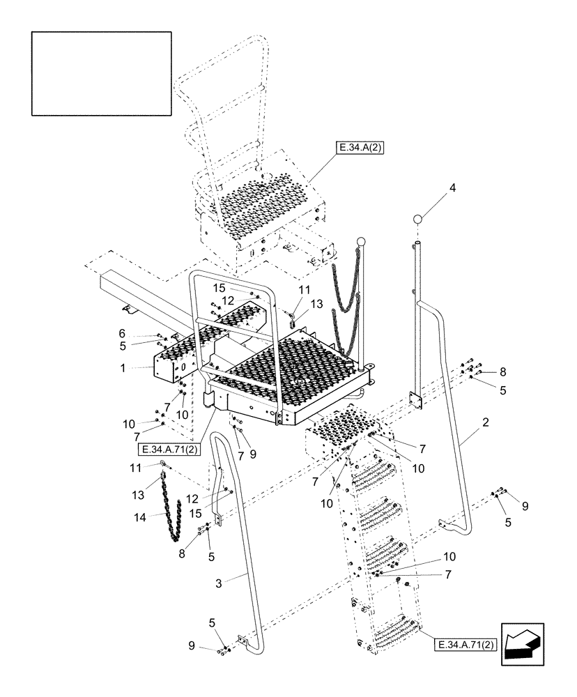 Схема запчастей Case IH AFX8010 - (E.34.A.72[3]) - PLATFORM, RAILING NA 3.3 - P.I.N. HAJ105201 & AFTER E - Body and Structure