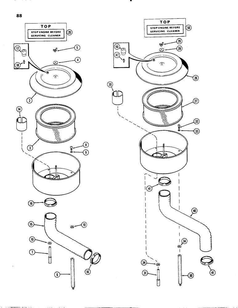 Схема запчастей Case IH 336DT - (088) - AIR CLEANER, DRY I, 336DT TURBOCHARGED ENGINES, B 