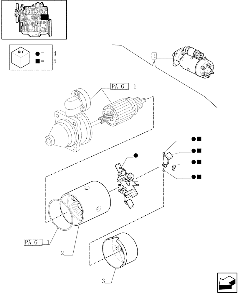 Схема запчастей Case IH MXM120 - (0.36.0/ A[02]) - STARTER MOTOR - PARTS (01) - ENGINE
