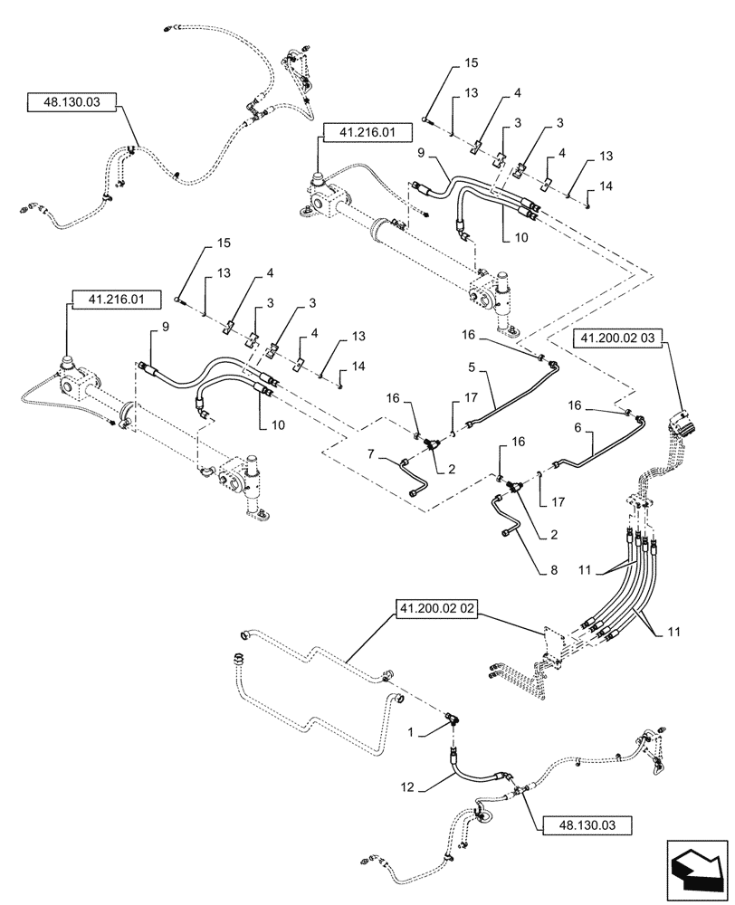 Схема запчастей Case IH QUADTRAC 450 - (41.200.02[01]) - STEERING - HYDRAULIC CONTROL - QUADTRAC (41) - STEERING