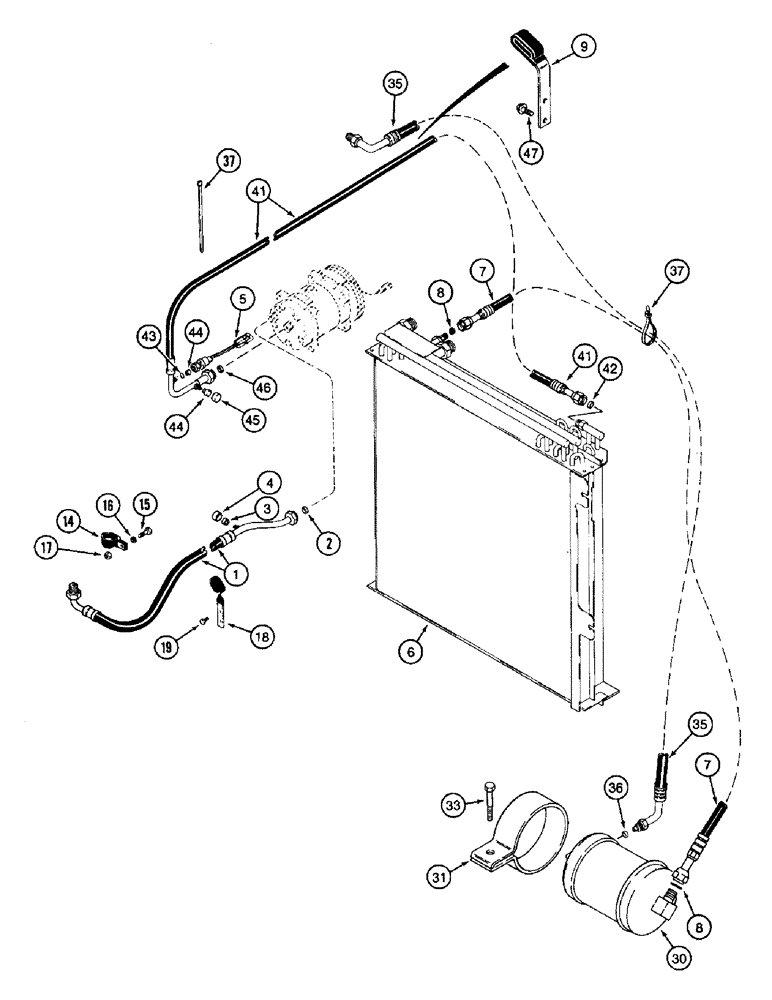 Схема запчастей Case IH 8910 - (9-102) - AIR CONDITIONING, CONDENSER AND RECEIVER DRIER (09) - CHASSIS/ATTACHMENTS