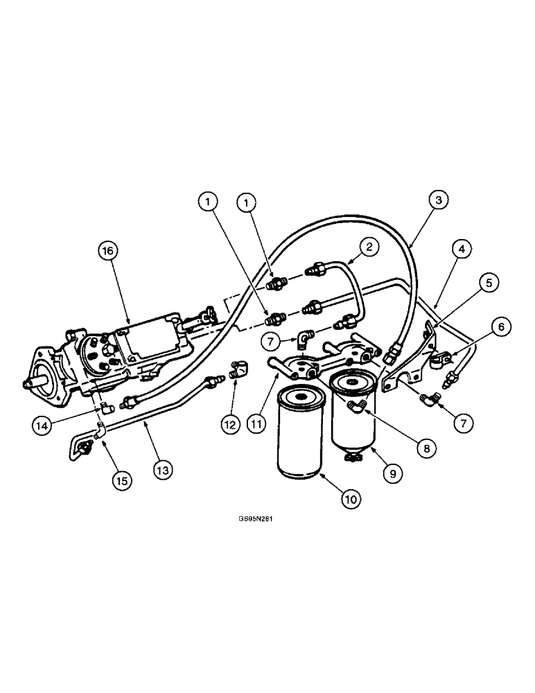 Схема запчастей Case IH DTI-466B - (9E-138) - FUEL FILTER AND CONNECTIONS 