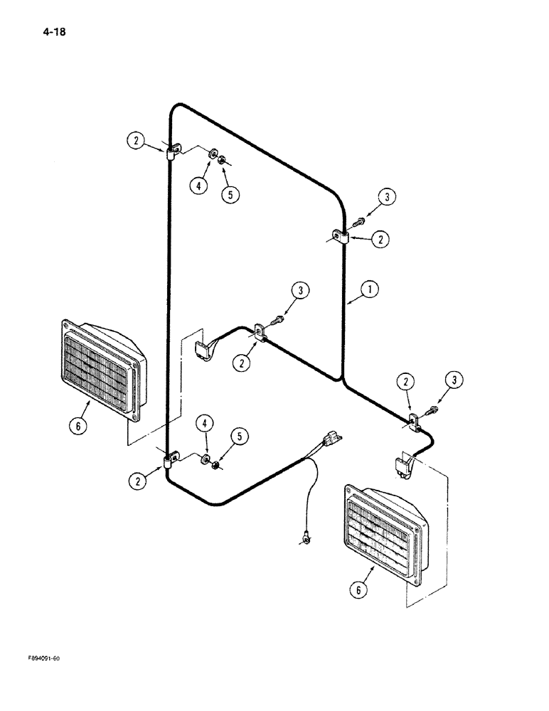Схема запчастей Case IH 9270 - (4-18) - FRONT HEADLIGHT HARNESS (04) - ELECTRICAL SYSTEMS