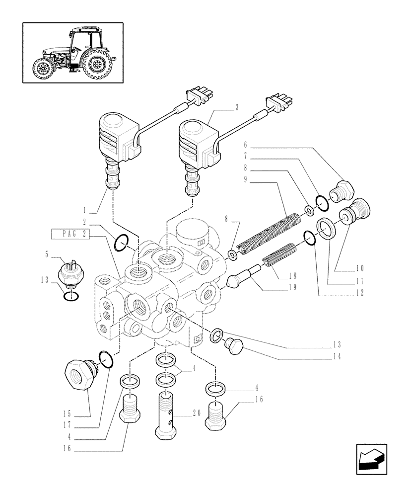 Схема запчастей Case IH JX1085C - (1.33.2/04[01]) - (VAR.323-323/1) STANDARD FRONT AXLE W/ELECTROHYDR. DIFF. LOCK (40 KM/H) - SOLENOID VALVE (04) - FRONT AXLE & STEERING