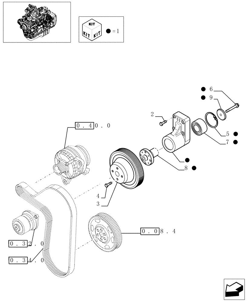 Схема запчастей Case IH F4GE0684E D600 - (0.34.5[01]) - FAN DRIVE (504036557-504051421) 