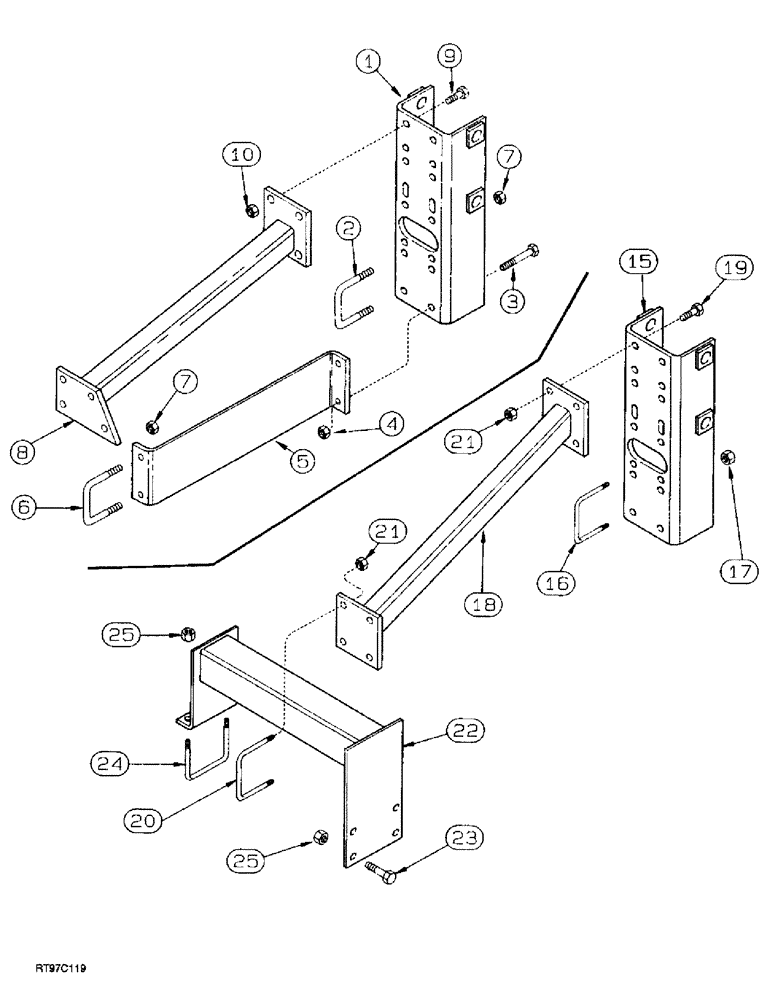 Схема запчастей Case IH 4300 - (9-086) - CASTER WHEEL MOUNTING (09) - CHASSIS/ATTACHMENTS