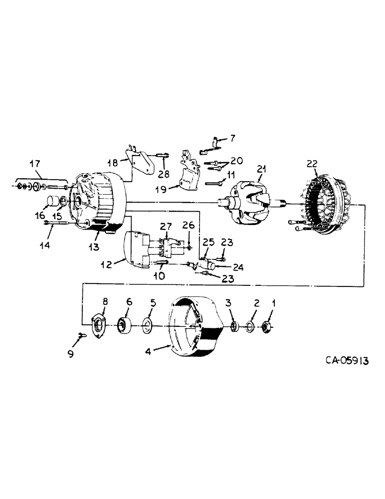 Схема запчастей Case IH 184 - (08-04) - ELECTRICAL, ALTERNATOR GENERATOR, WITH INTEGRAL SOLID STATE VOLTAGE REGULATOR, 184 TRACTORS (06) - ELECTRICAL
