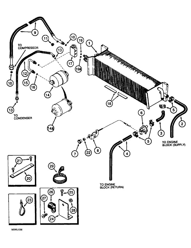 Схема запчастей Case IH 1688 - (9G-43A) - HEATER AND AIR CONDITIONING, CAB CONNECTIONS, P.I.N. JJC0035300 AND AFTER (10) - CAB & AIR CONDITIONING