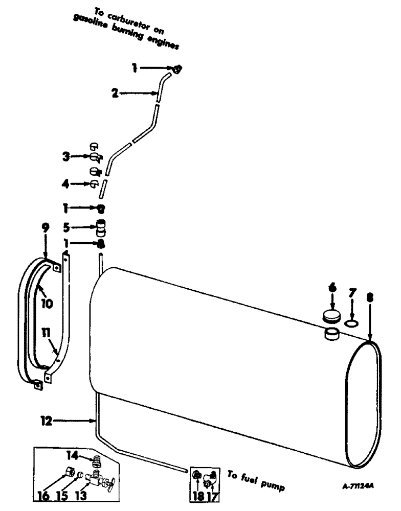 Схема запчастей Case IH 503 - (357) - C-282 ENGINE 3-11/16 X 4.390, FUEL TANK, CAP, LINES AND SUPPORTS, GASOLINE ENGINES (10) - ENGINE
