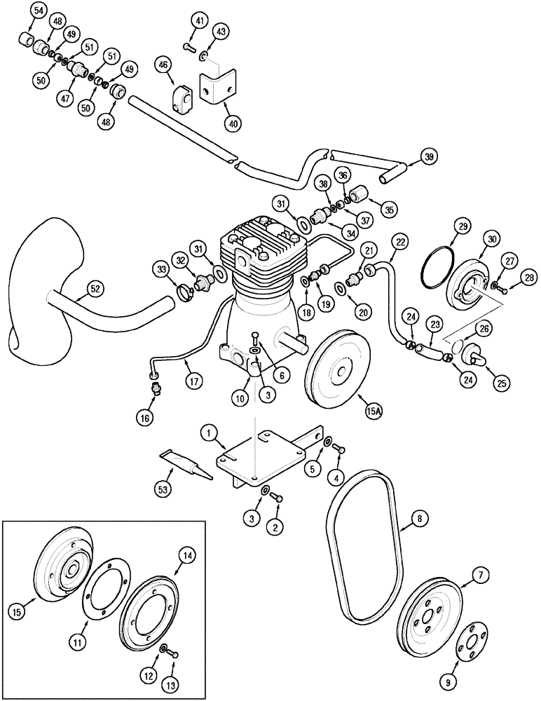 Схема запчастей Case IH MX150 - (07-07) - TRAILER BRAKE - PNEUMATIC COMPRESSOR MOUNTING (33) - BRAKES & CONTROLS